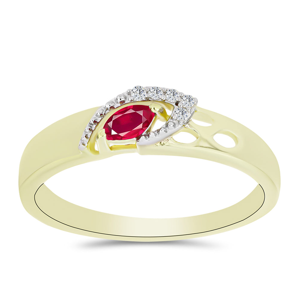 Pozlátený Strieborný Prsteň s Madagaskarským Rubínom a Bielym Topásom
