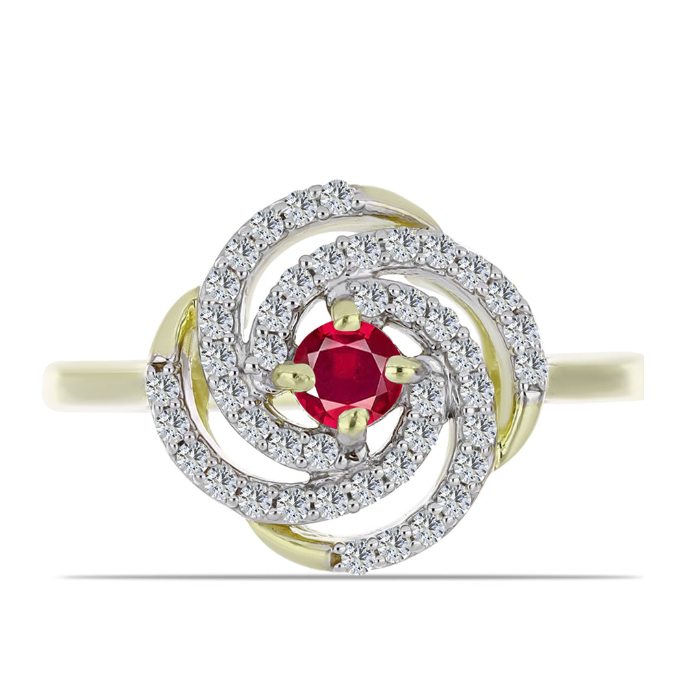 Pozlátený Strieborný Prsteň s Madagaskarským Rubínom a Bielym Topásom 1 