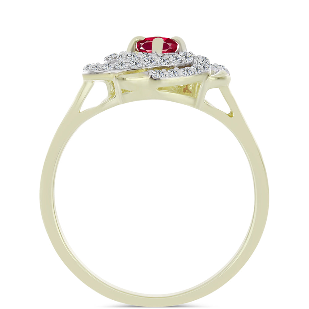 Pozlátený Strieborný Prsteň s Madagaskarským Rubínom a Bielym Topásom 2 