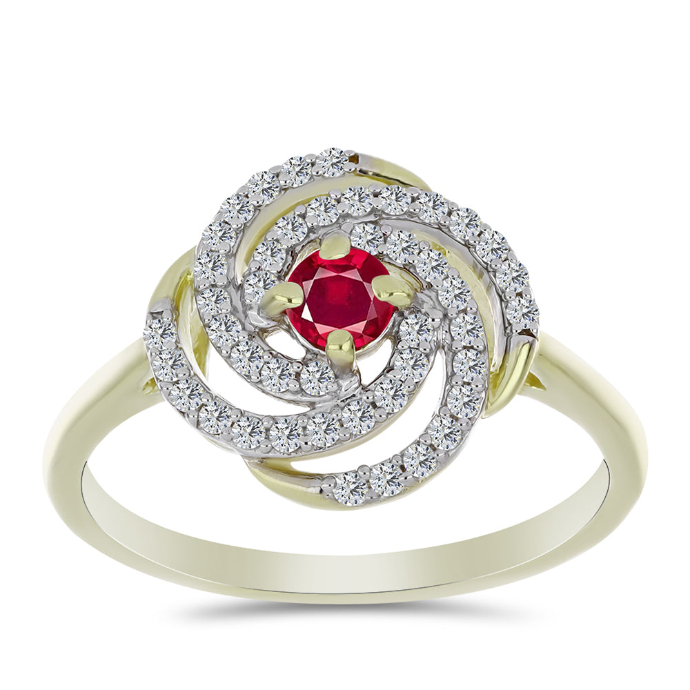 Pozlátený Strieborný Prsteň s Madagaskarským Rubínom a Bielym Topásom 3 