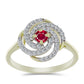 Pozlátený Strieborný Prsteň s Madagaskarským Rubínom a Bielym Topásom
