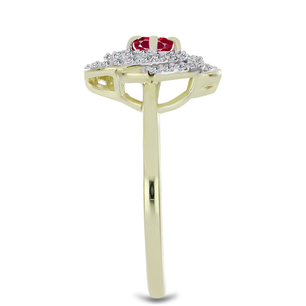 Pozlátený Strieborný Prsteň s Madagaskarským Rubínom a Bielym Topásom