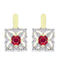 Pozlátené Strieborné Náušnice s Madagaskarským Rubínom a Bielym Topásom