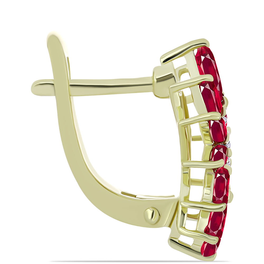 Pozlátené Strieborné Náušnice s Madagaskarským Rubínom a Bielym Topásom 2 