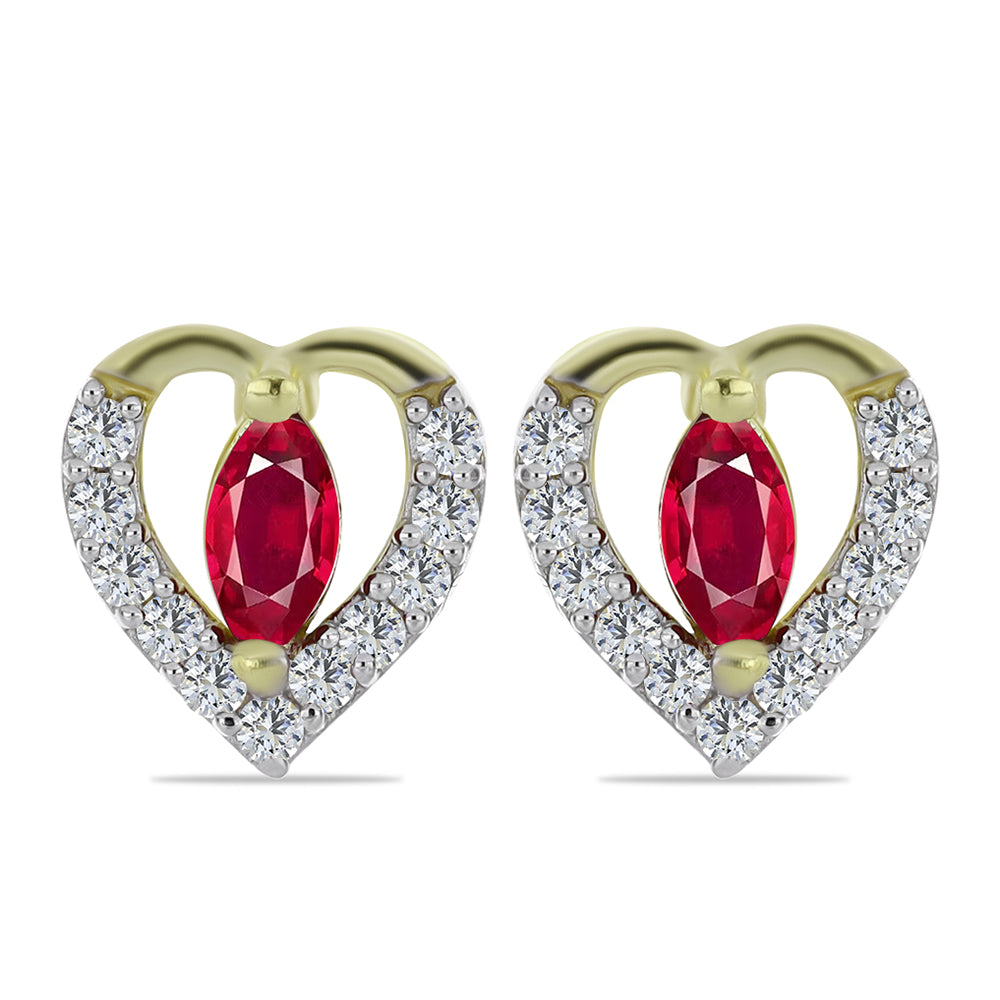 Pozlátené Strieborné Náušnice s Madagaskarským Rubínom a Bielym Topásom 1 