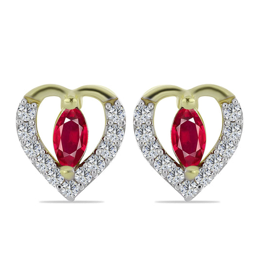 Pozlátené Strieborné Náušnice s Madagaskarským Rubínom a Bielym Topásom