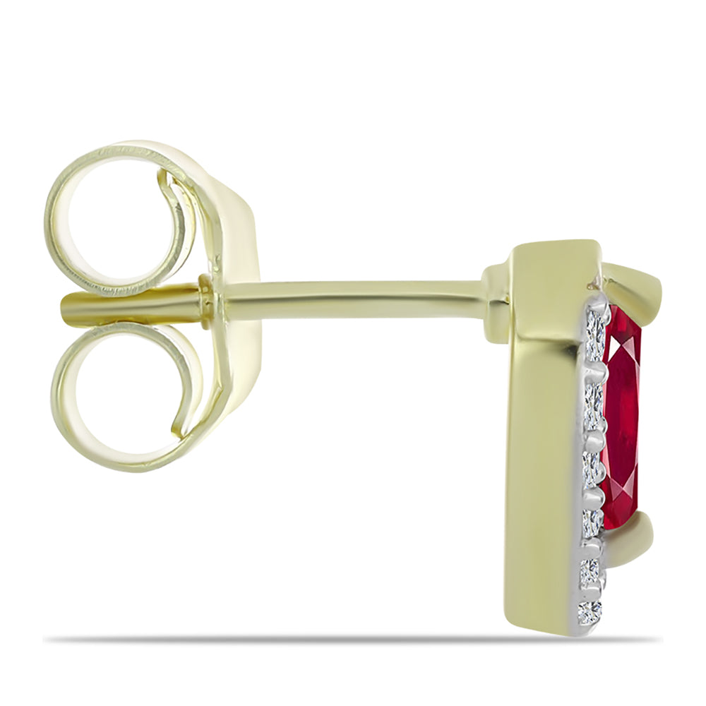 Pozlátené Strieborné Náušnice s Madagaskarským Rubínom a Bielym Topásom 2 