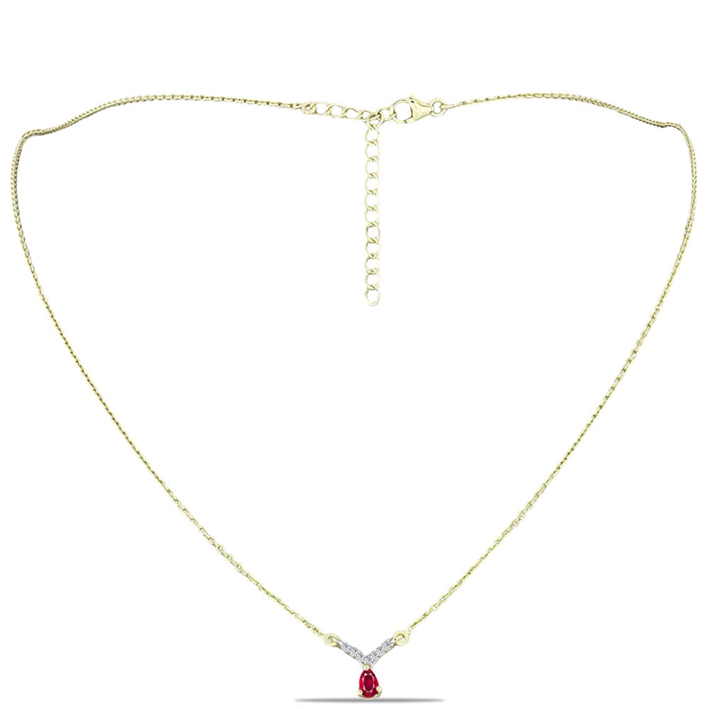Pozlátený Strieborný Náhrdelník s Madagaskarským Rubínom a Bielym Topásom 1 