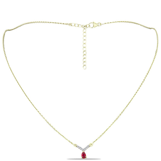 Pozlátený Strieborný Náhrdelník s Madagaskarským Rubínom a Bielym Topásom