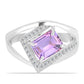 Strieborný Prsteň s Rose De France Ametystom a Bielym Topásom