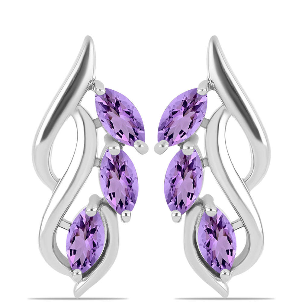 Strieborné Náušnice s Rose De France Ametystom 1 