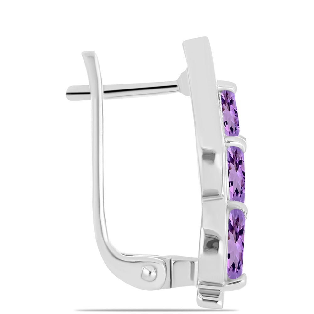 Strieborné Náušnice s Rose De France Ametystom 2 