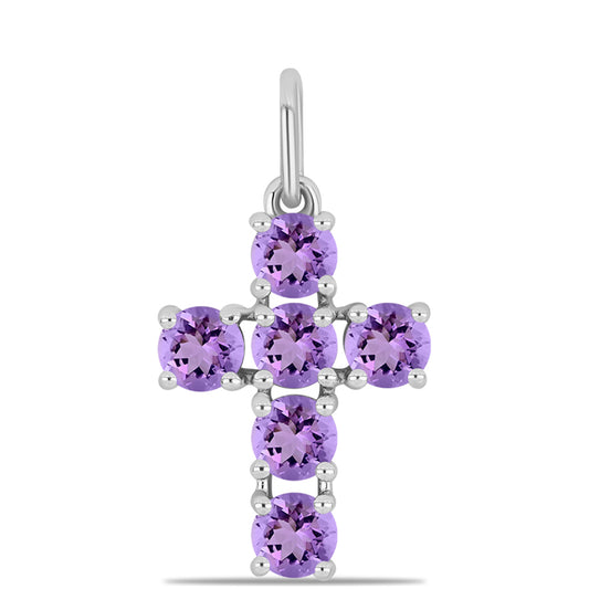 Kríž Strieborný Prívesok s Rose De France Ametystom