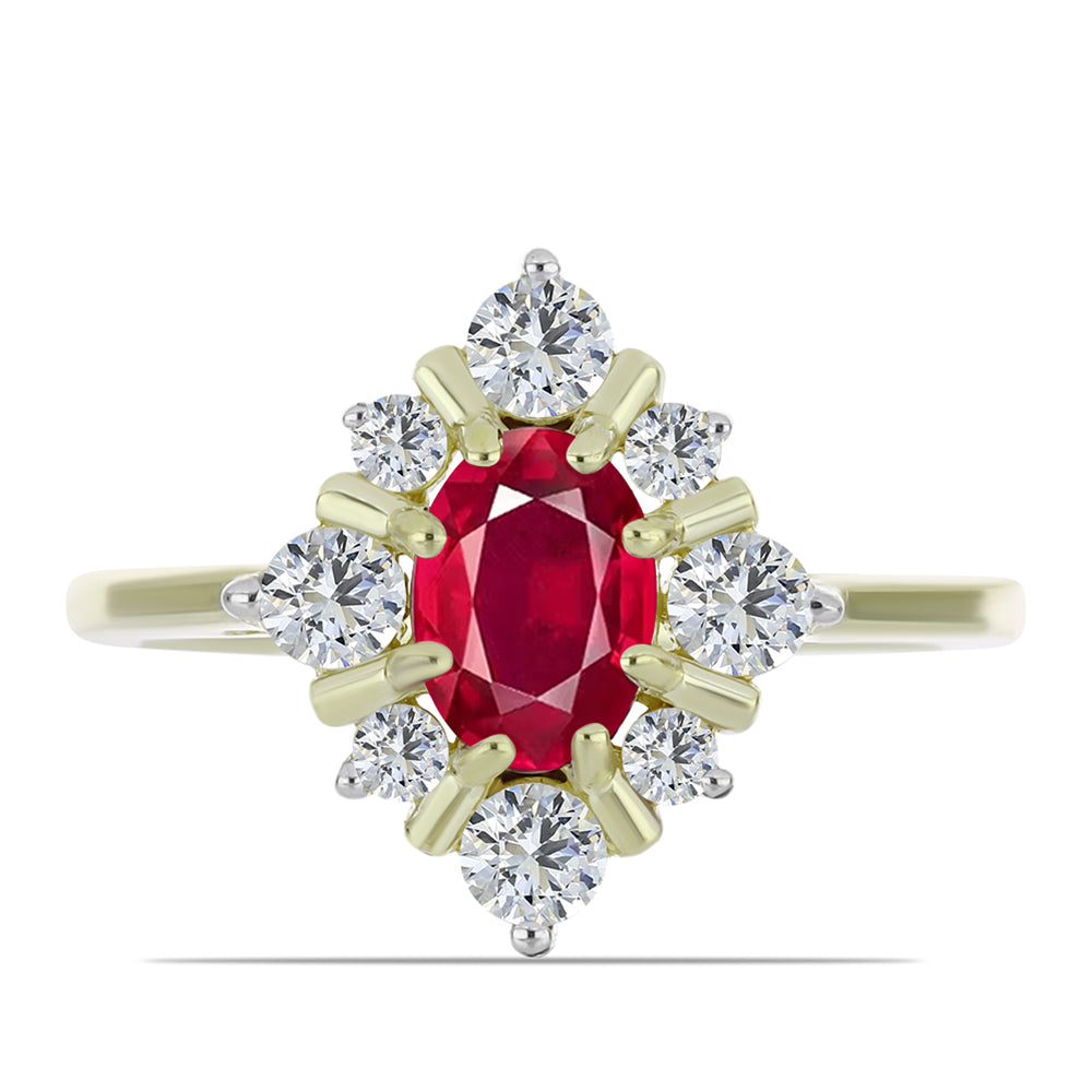 Pozlátený Strieborný Prsteň s Madagaskarským Rubínom a Bielym Topásom