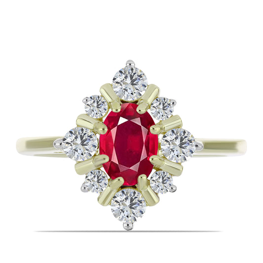 Pozlátený Strieborný Prsteň s Madagaskarským Rubínom a Bielym Topásom