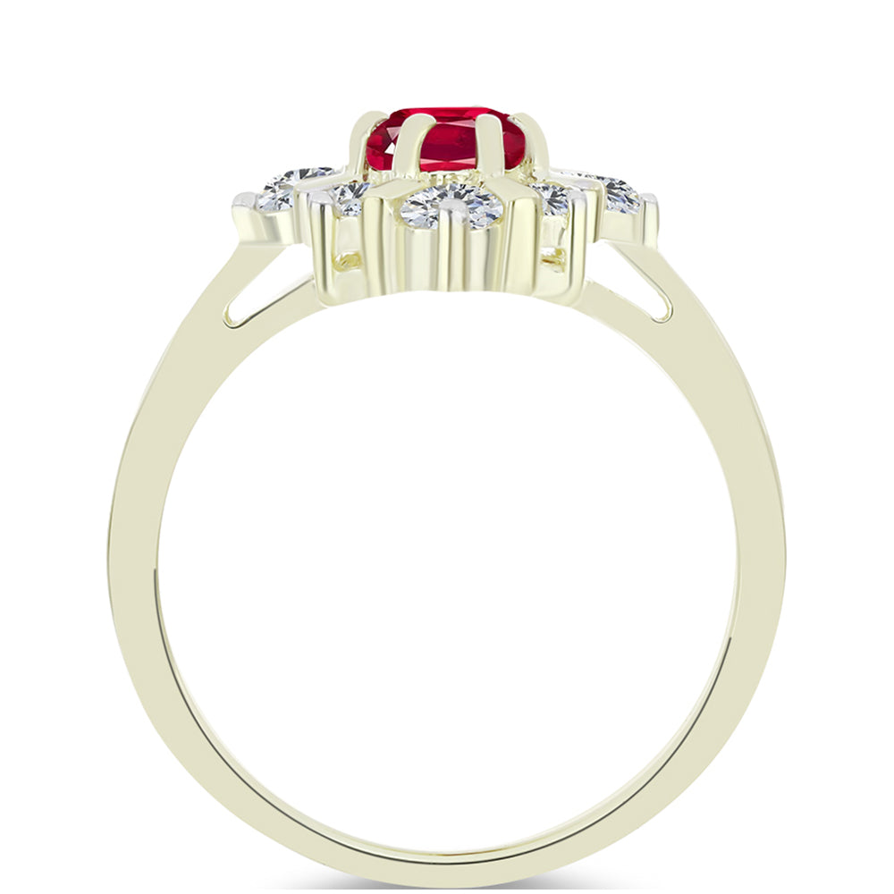 Pozlátený Strieborný Prsteň s Madagaskarským Rubínom a Bielym Topásom