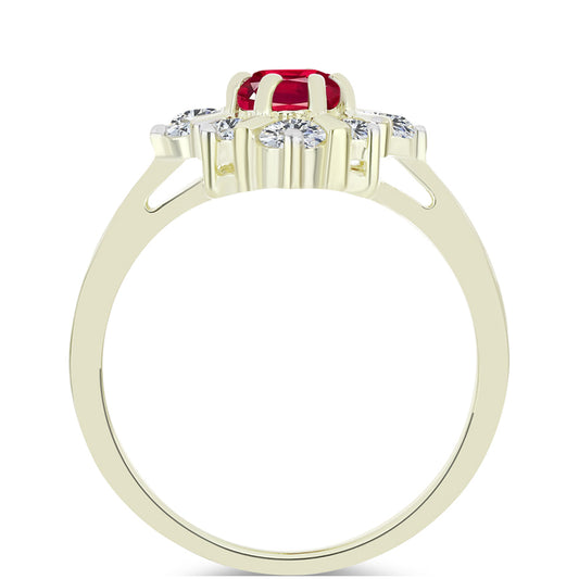 Pozlátený Strieborný Prsteň s Madagaskarským Rubínom a Bielym Topásom