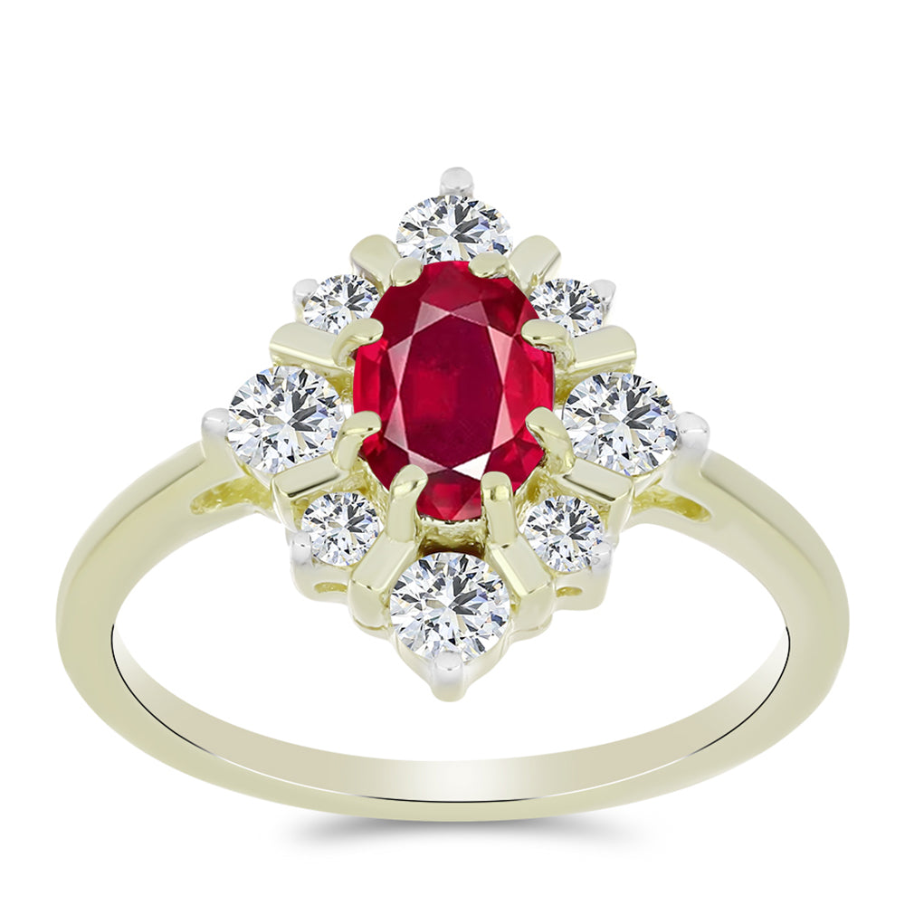 Pozlátený Strieborný Prsteň s Madagaskarským Rubínom a Bielym Topásom 3 