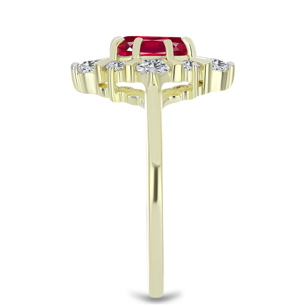 Pozlátený Strieborný Prsteň s Madagaskarským Rubínom a Bielym Topásom 4 