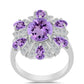 Strieborný Prsteň s Rose De France Ametystom a Bielym Topásom