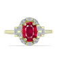 Pozlátený Strieborný Prsteň s Madagaskarským Rubínom a Bielym Zirkónom
