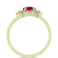 Pozlátený Strieborný Prsteň s Madagaskarským Rubínom a Bielym Zirkónom