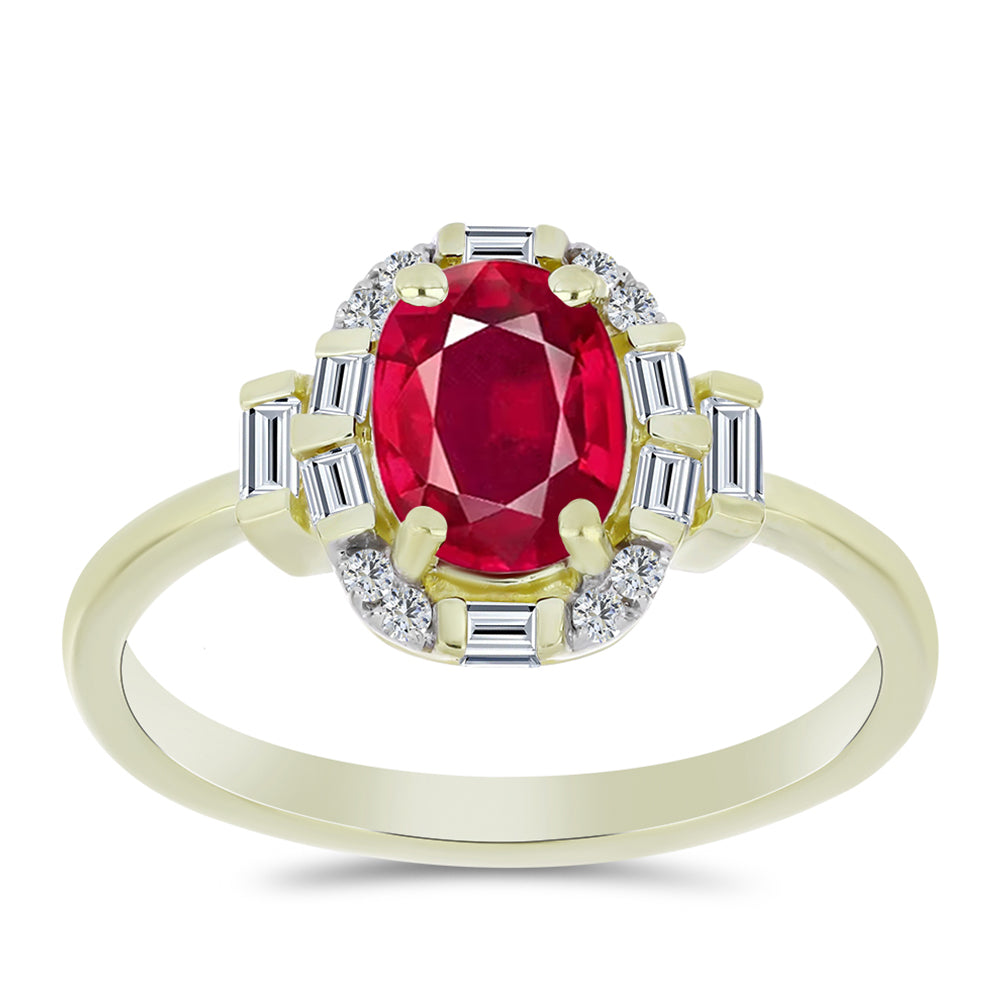 Pozlátený Strieborný Prsteň s Madagaskarským Rubínom a Bielym Zirkónom