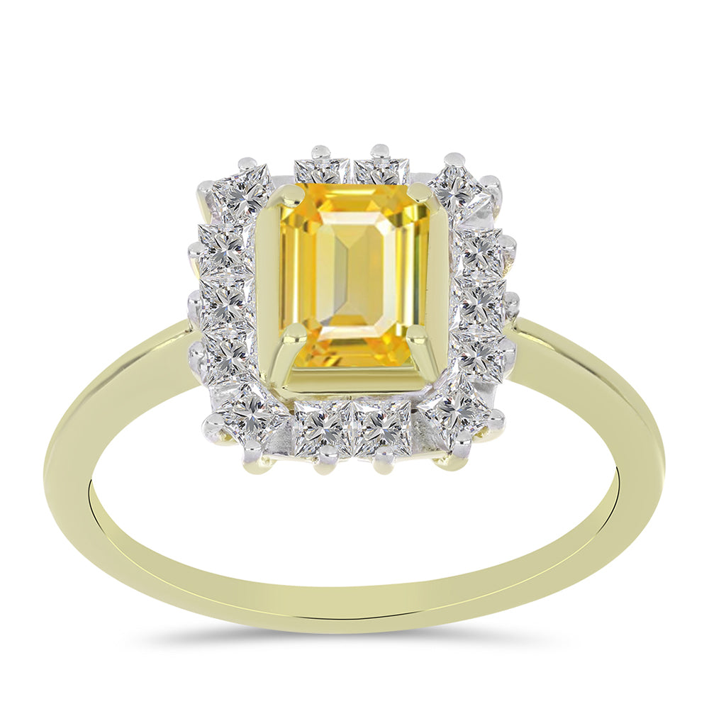 Pozlátený Strieborný Prsteň s Roseberským Žltým Zafírom a Bielym Topásom 1 