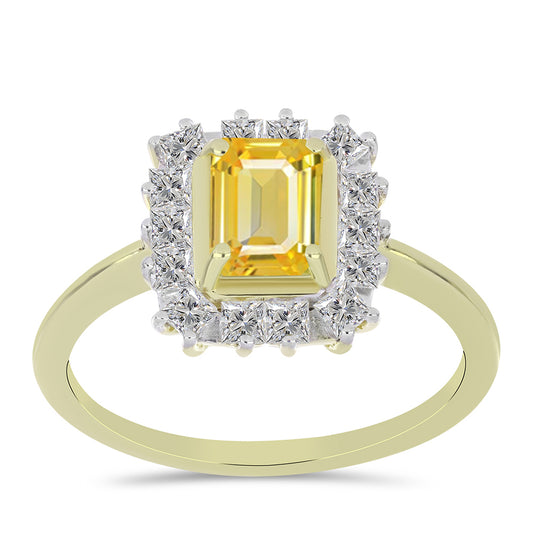 Pozlátený Strieborný Prsteň s Roseberským Žltým Zafírom a Bielym Topásom