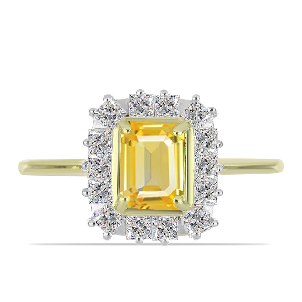 Pozlátený Strieborný Prsteň s Roseberským Žltým Zafírom a Bielym Topásom