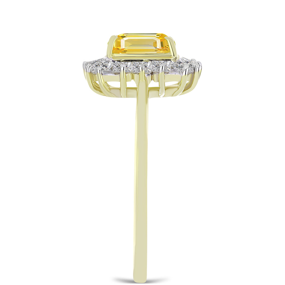 Pozlátený Strieborný Prsteň s Roseberským Žltým Zafírom a Bielym Topásom 4 