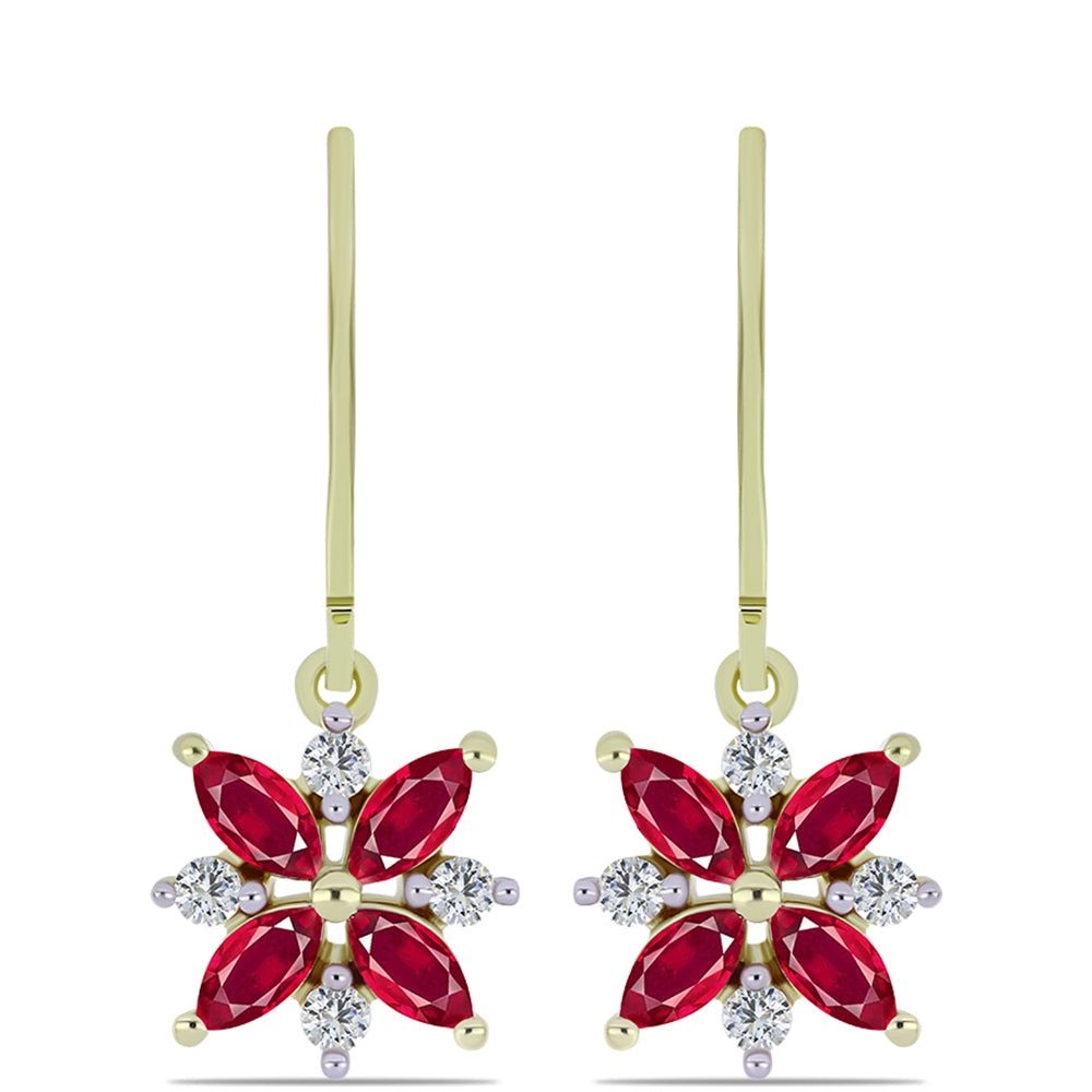 Pozlátené Strieborné Náušnice s Madagaskarským Rubínom a Bielym Topásom 1 