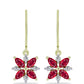 Pozlátené Strieborné Náušnice s Madagaskarským Rubínom a Bielym Topásom