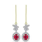 Pozlátené Strieborné Náušnice s Madagaskarským Rubínom a Bielym Topásom
