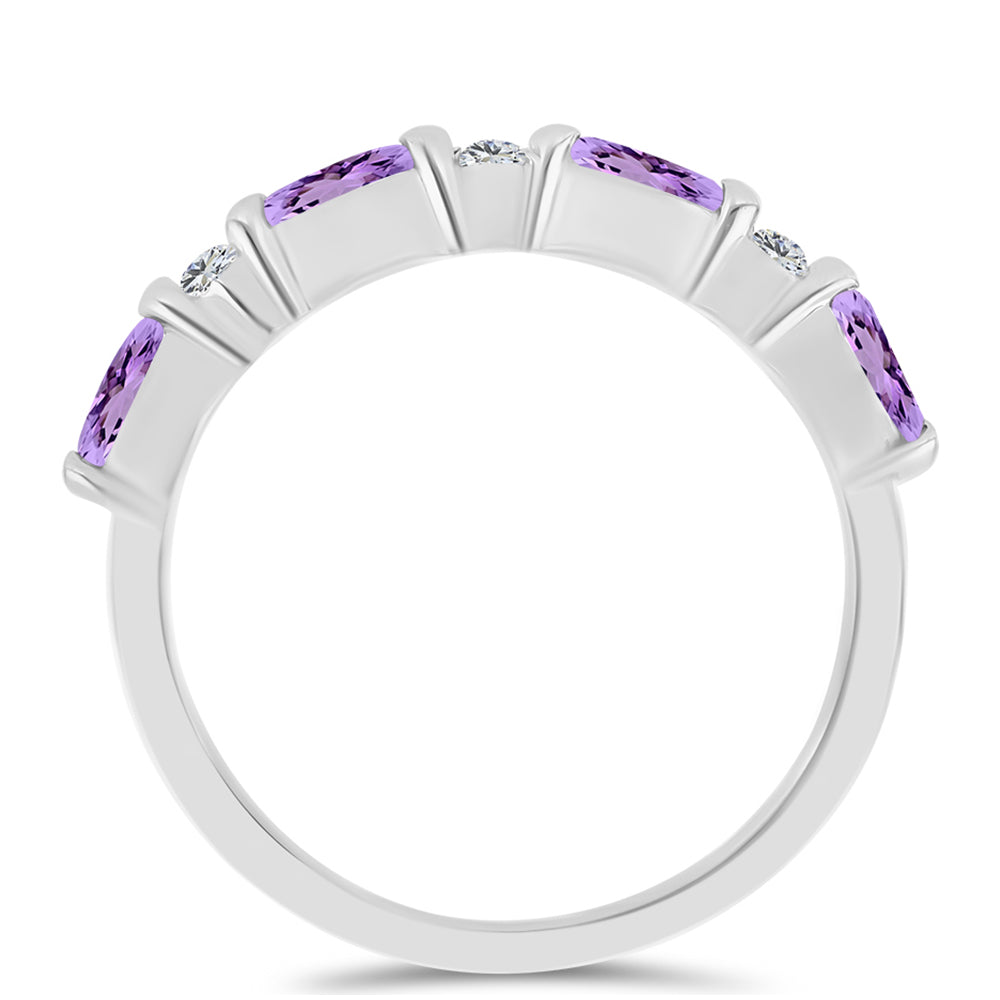 Strieborný Prsteň s Rose De France Ametystom a Bielym Topásom 3 
