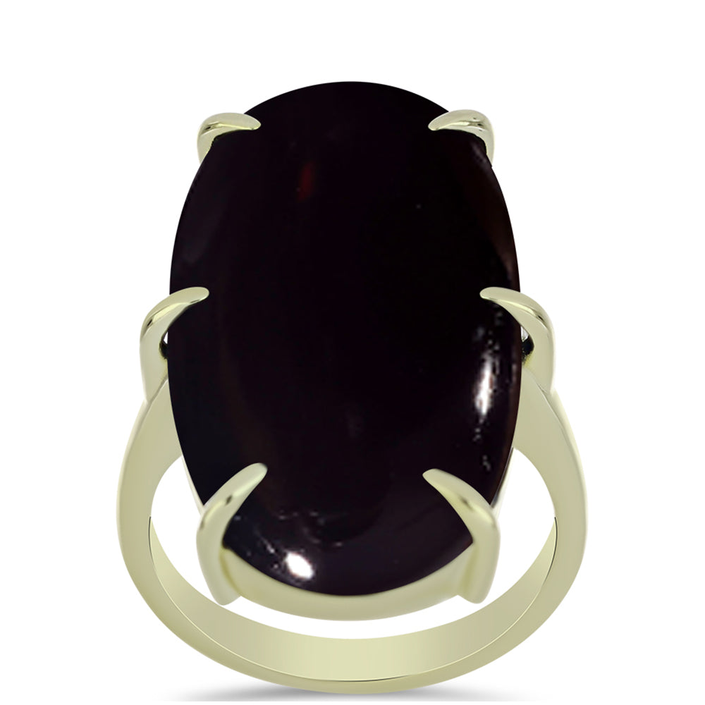 Pozlátený Strieborný Prsteň s so Suwarským Čiernym Ónyxom