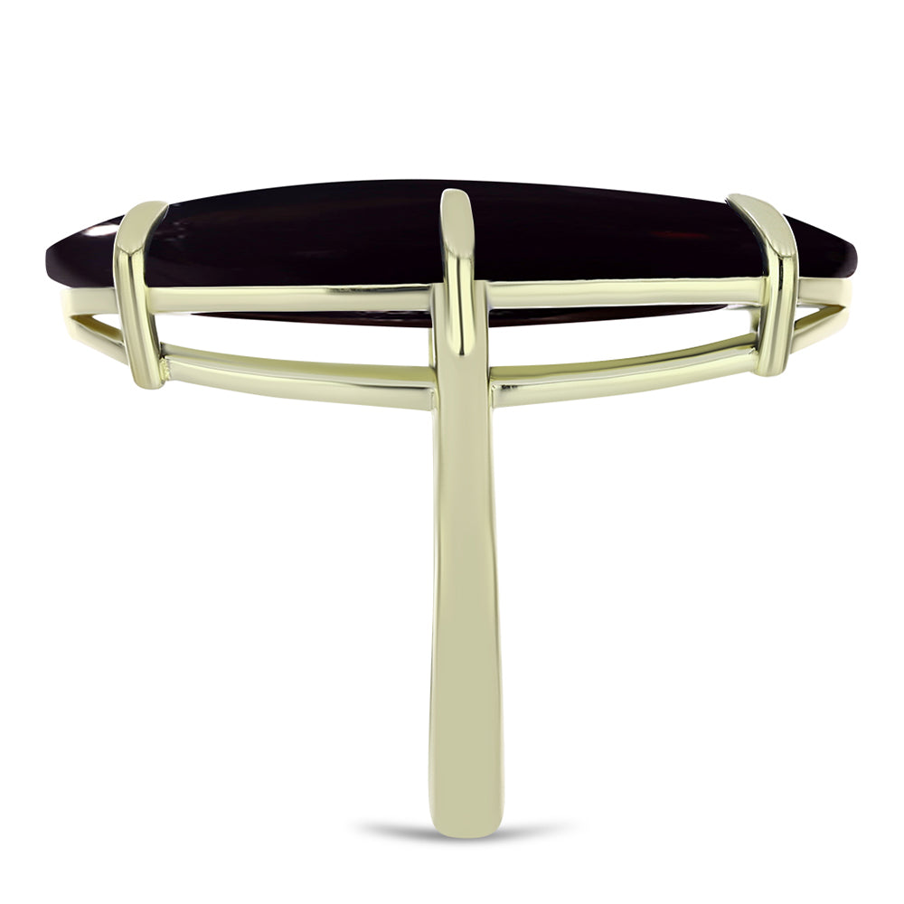 Pozlátený Strieborný Prsteň s so Suwarským Čiernym Ónyxom