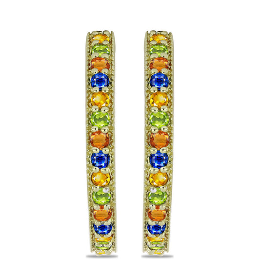 Pozlátené Strieborné Náušnice s Dúhovým Zafírom