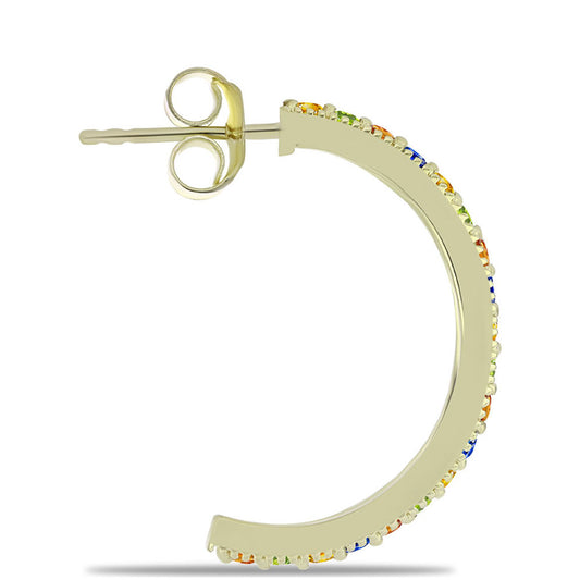 Pozlátené Strieborné Náušnice s Dúhovým Zafírom