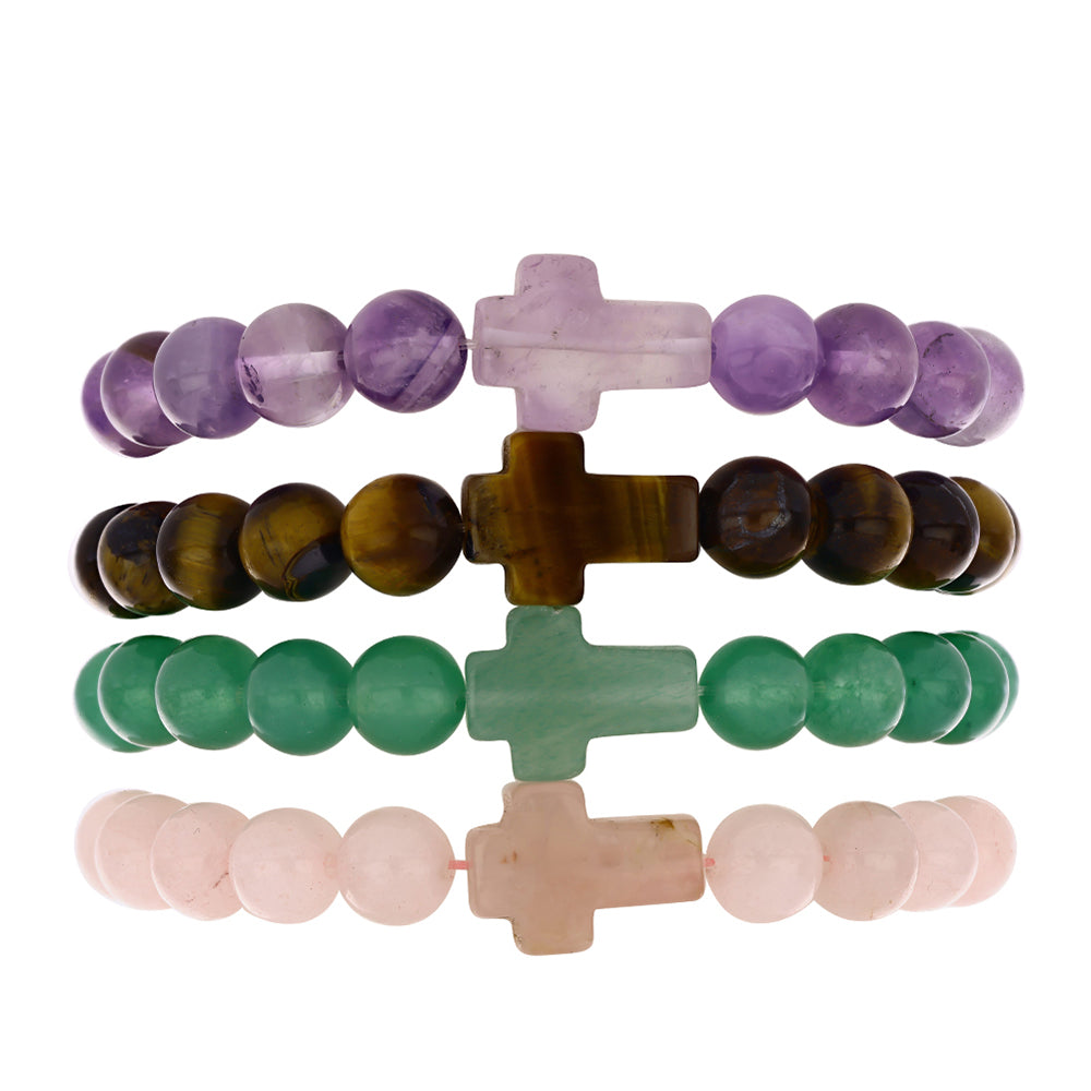 Kríž Nugetové Sada s Marockým Ametystom a Tigrím Okom ( Náramok ) 1 