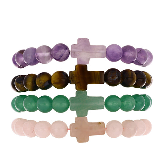 Kríž Nugetové Sada s Marockým Ametystom a Tigrím Okom ( Náramok )