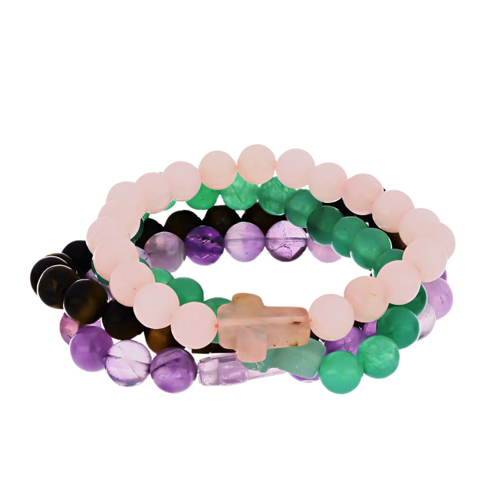 Kríž Nugetové Sada s Marockým Ametystom a Tigrím Okom ( Náramok ) 2 