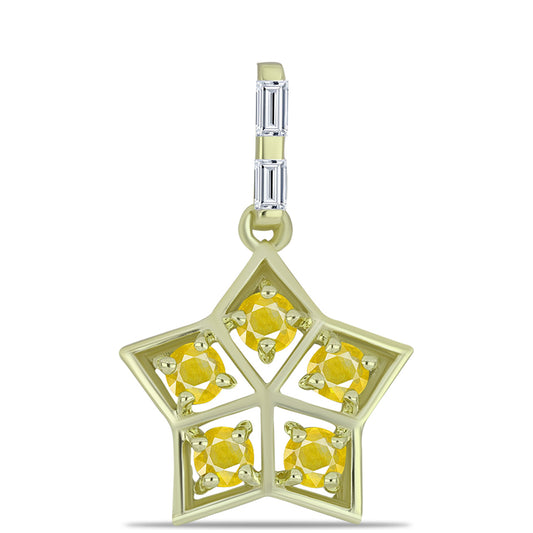 Pozlátený Strieborný Prívesok s Roseberským Žltým Zafírom a Bielym Zirkónom