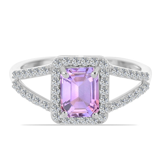 Strieborný Prsteň s Rose De France Ametystom a Bielym Topásom