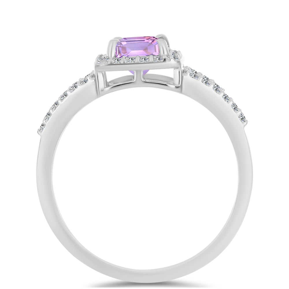 Strieborný Prsteň s Rose De France Ametystom a Bielym Topásom