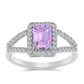 Strieborný Prsteň s Rose De France Ametystom a Bielym Topásom