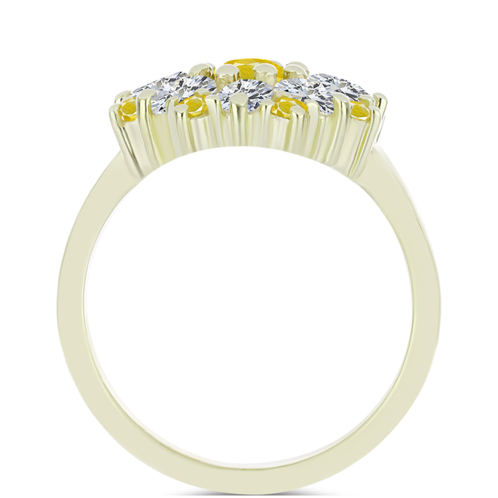 Pozlátený Strieborný Prsteň s Roseberským Žltým Zafírom a Bielym Topásom 2 