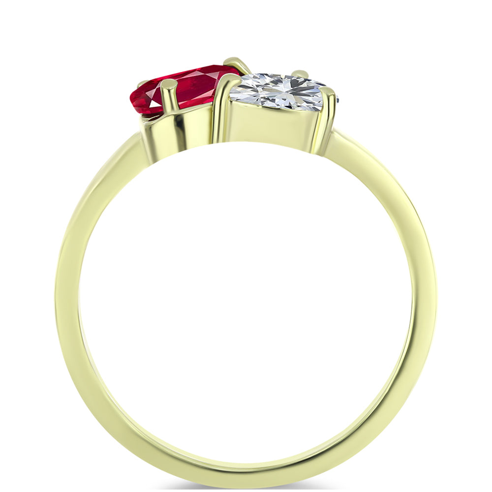 Pozlátený Strieborný Prsteň s Madagaskarským Rubínom a Bielym Topásom 3 