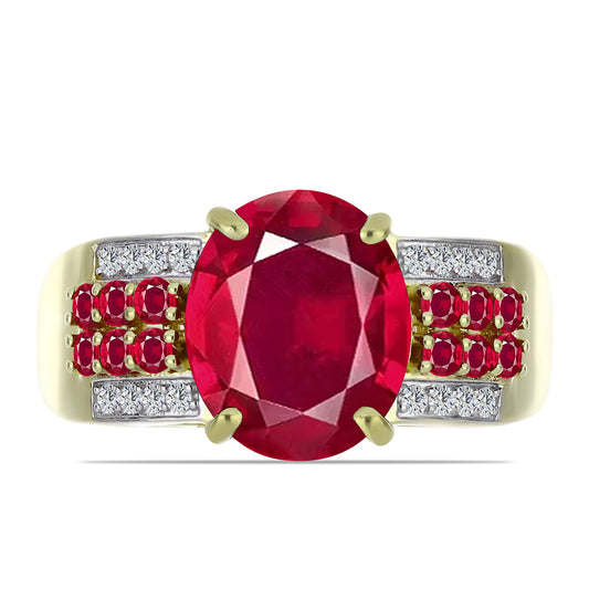 Pozlátený Strieborný Prsteň s Madagaskarským Rubínom a Bielym Topásom