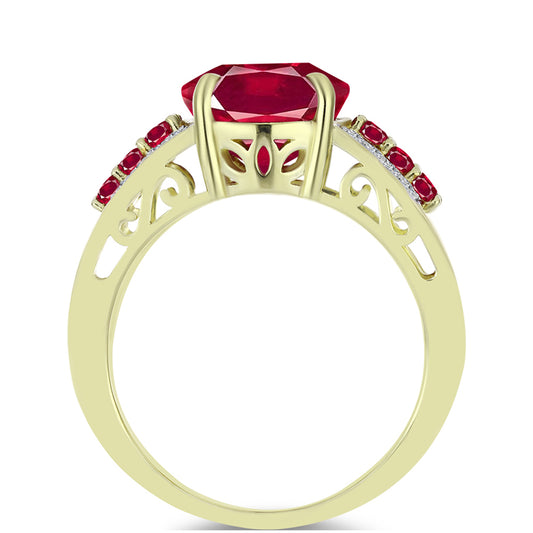 Pozlátený Strieborný Prsteň s Madagaskarským Rubínom a Bielym Topásom